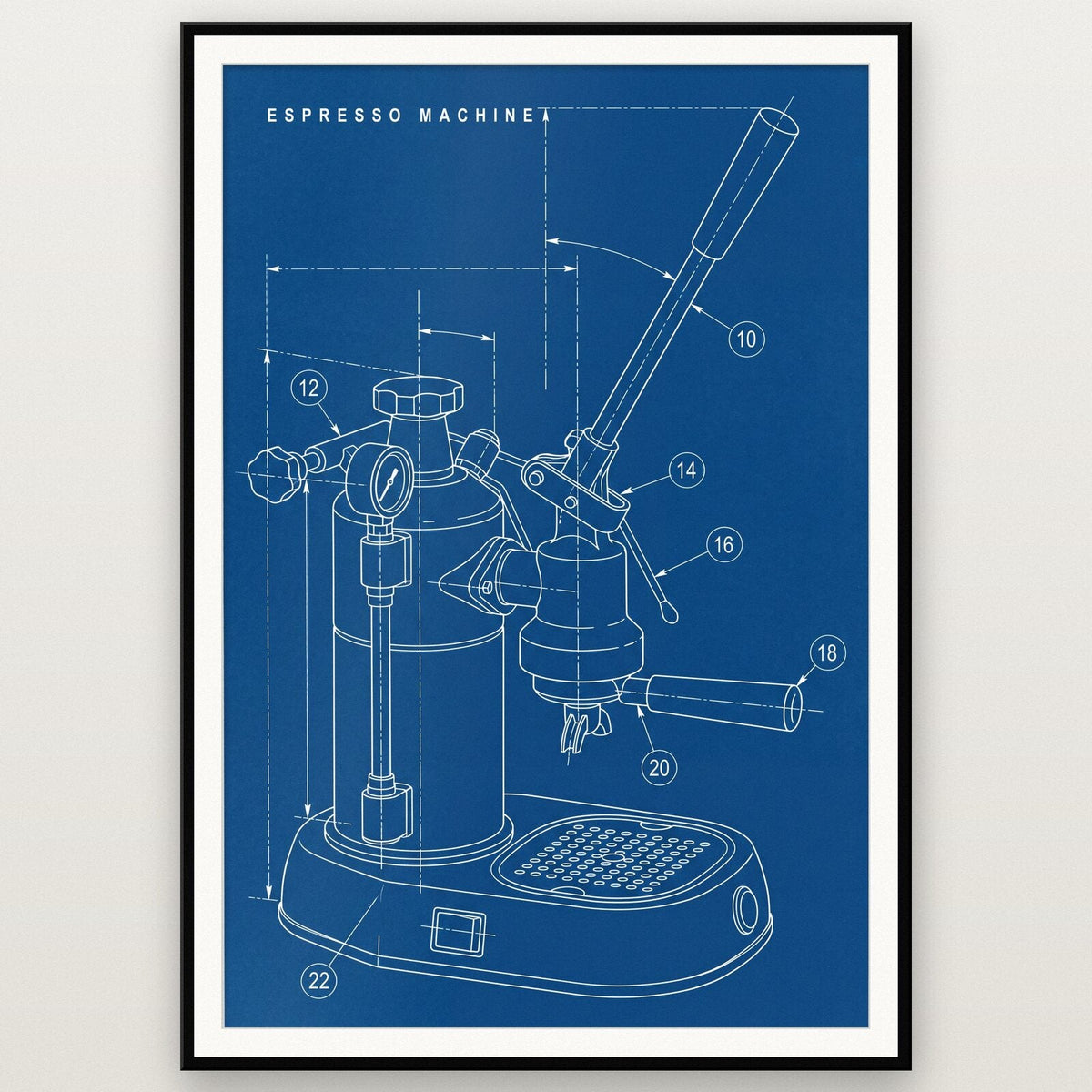 Espresso Machine Blueprint Patent Art Print