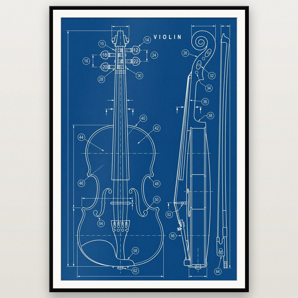 Violin Blueprint Patent Art Print