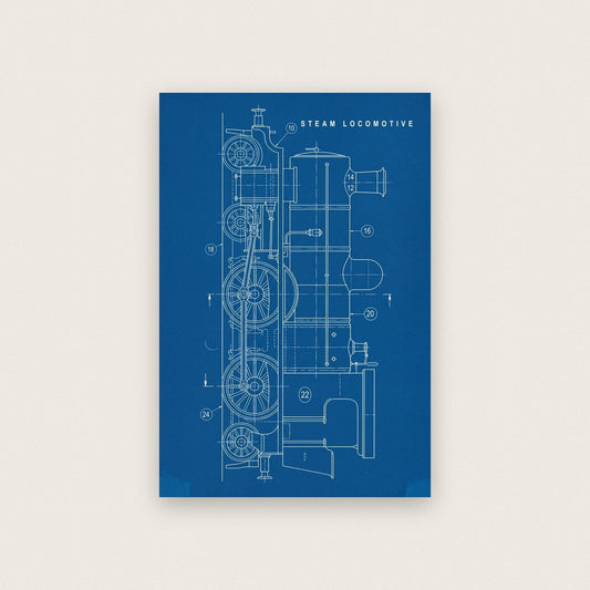Steam Locomotive Blueprint Patent Art Print