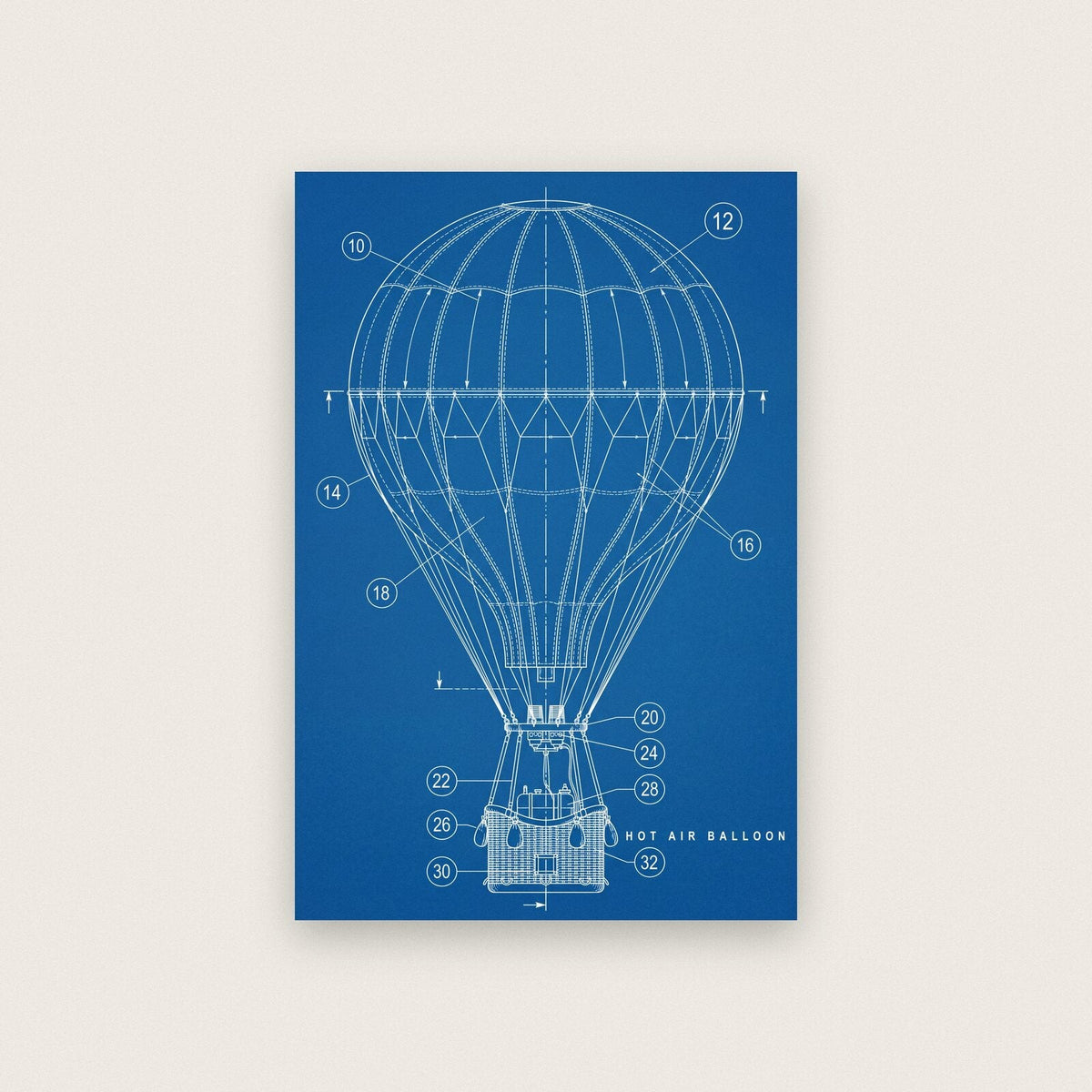 Hot Air Balloon Blueprint Patent Art Print