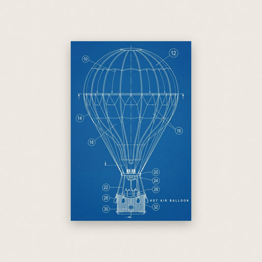 Hot Air Balloon Blueprint Patent Art Print