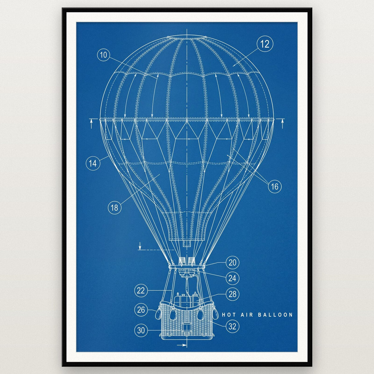 Hot Air Balloon Blueprint Patent Art Print