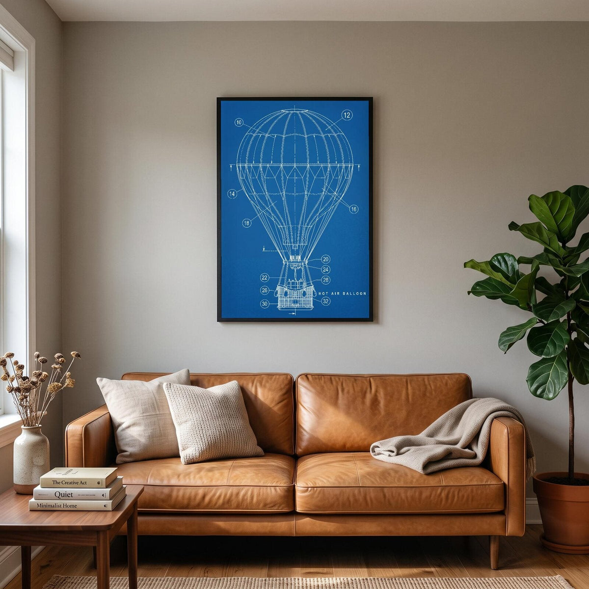 Hot Air Balloon Blueprint Patent Art Print