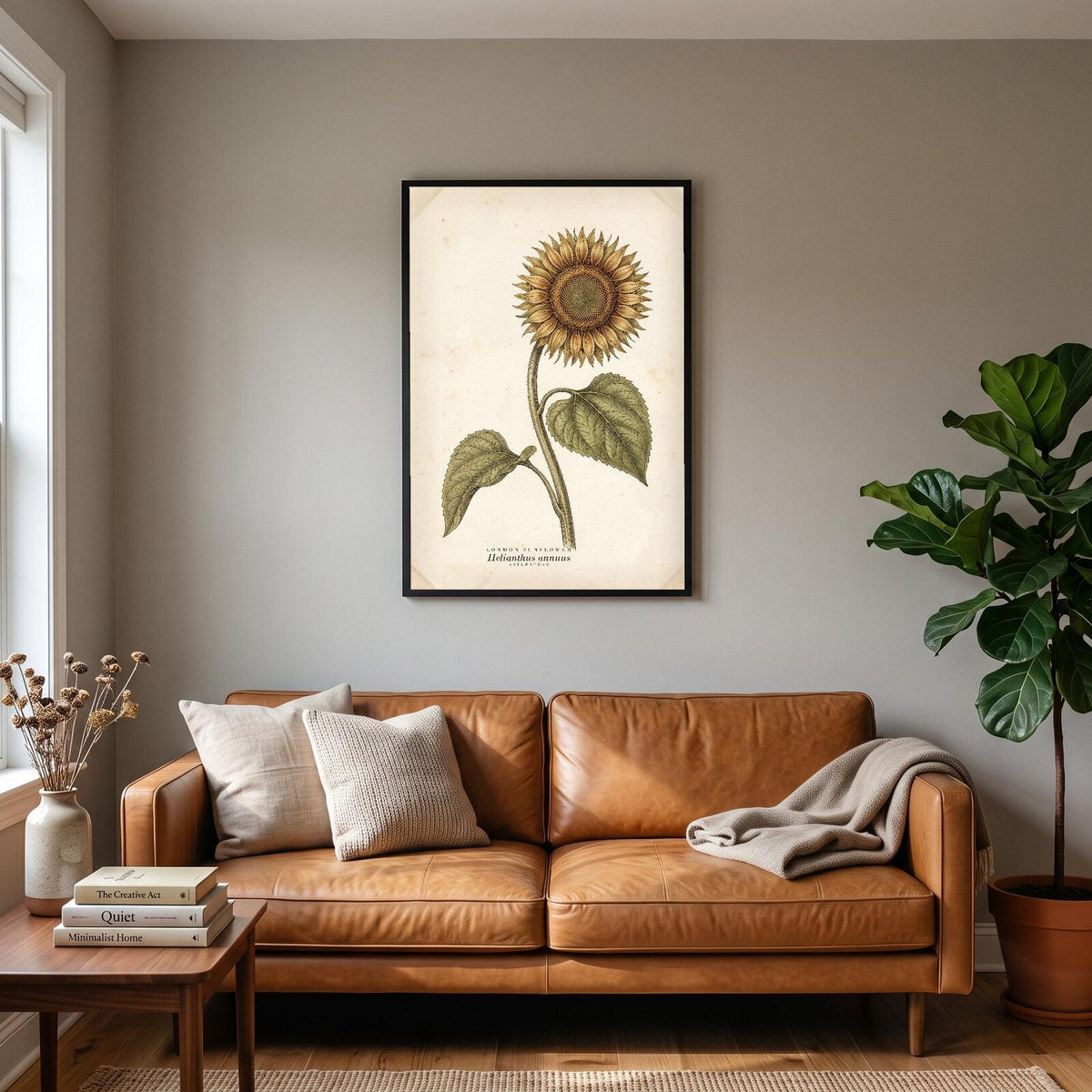 Common Sunflower Herbarium Botanical Art Print