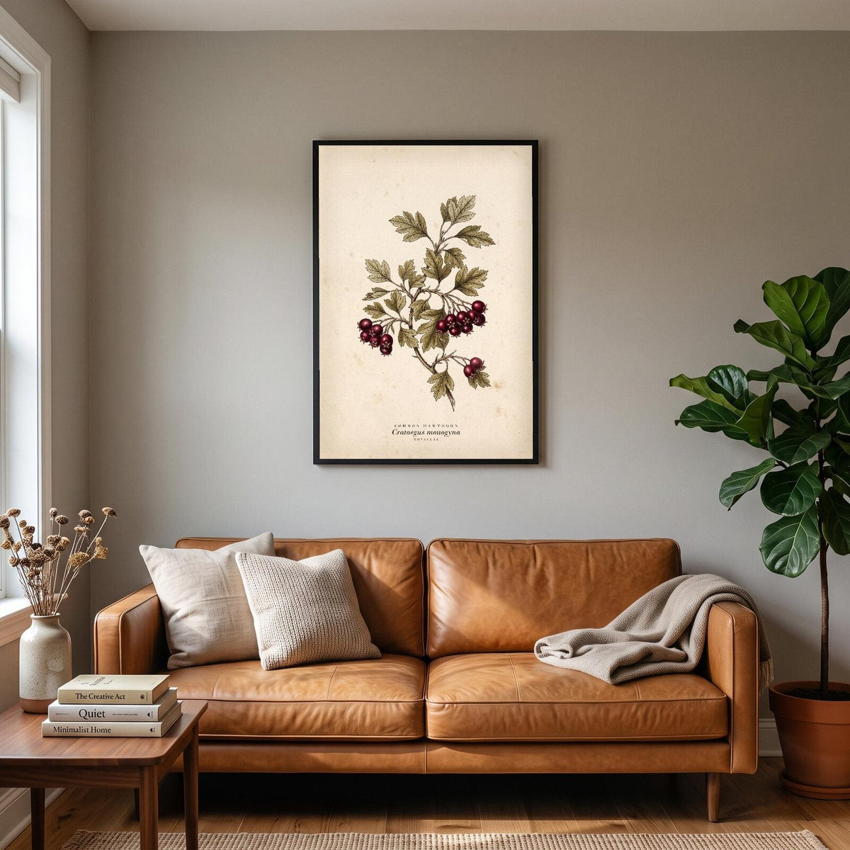 Common Hawthorn Herbarium Botanical Art Print