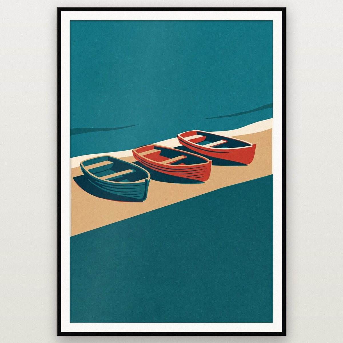 Rowboats Tide Coastal Art Print