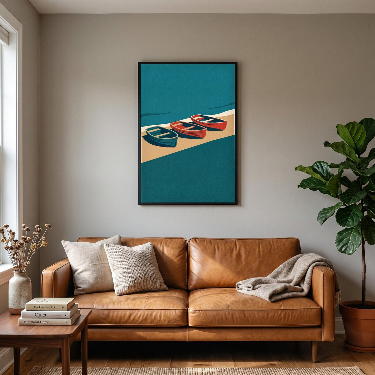 Rowboats Tide Coastal Art Print