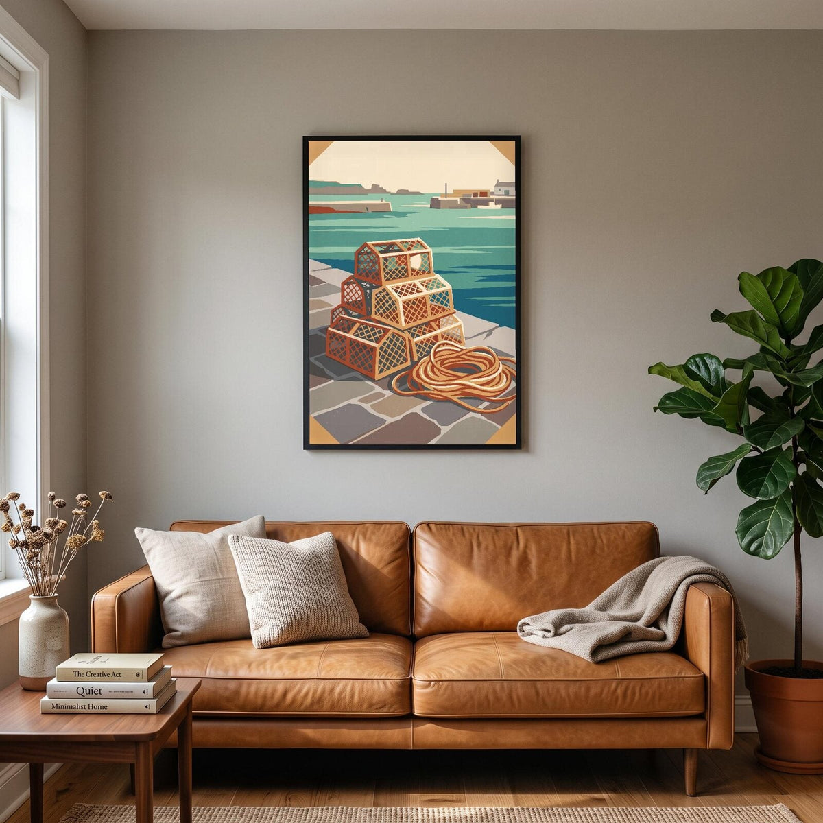 Lobster Pots Tide Coastal Art Print
