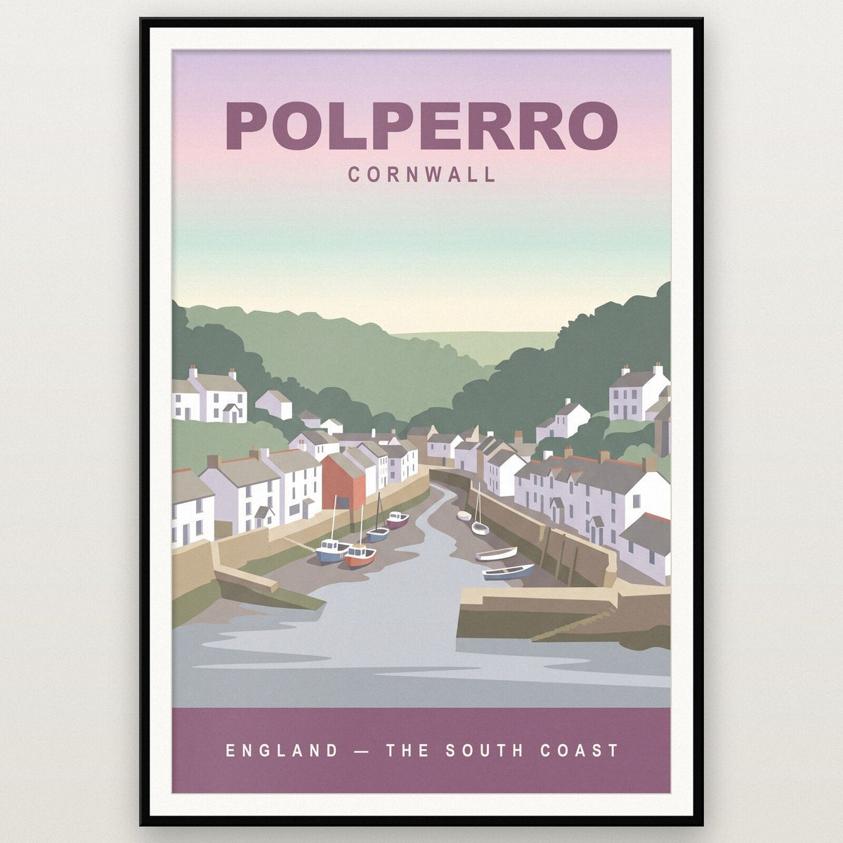 Polperro Cornwall Travel Poster Art Print