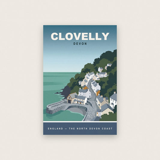 Clovelly Devon Travel Poster Art Print