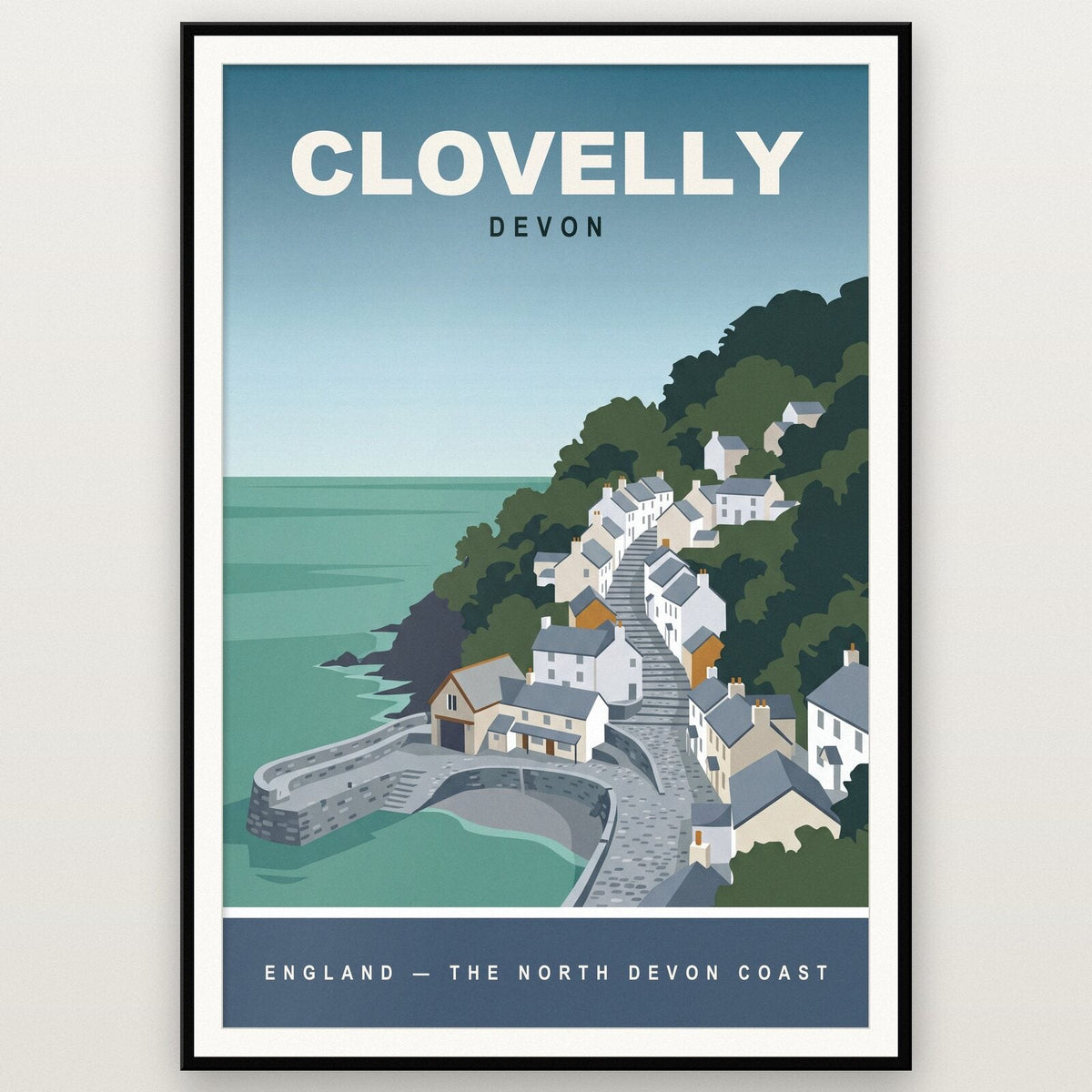 Clovelly Devon Travel Poster Art Print