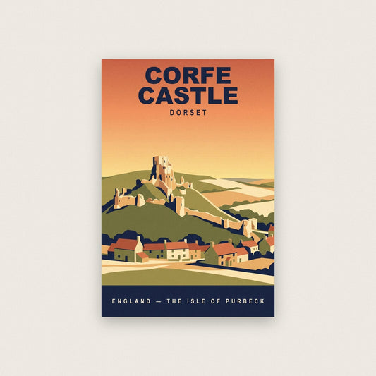 Corfe Castle Dorset Travel Poster Art Print