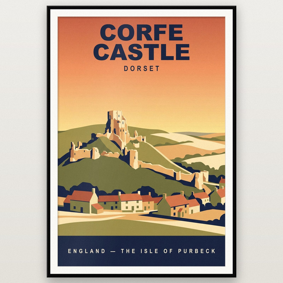 Corfe Castle Dorset Travel Poster Art Print