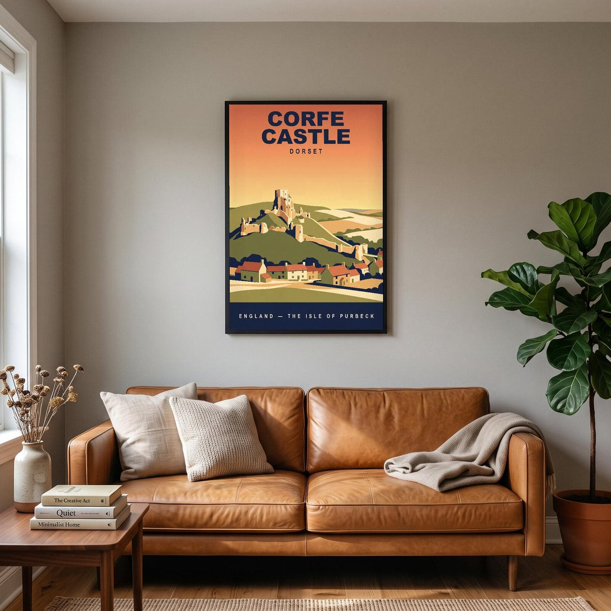 Corfe Castle Dorset Travel Poster Art Print