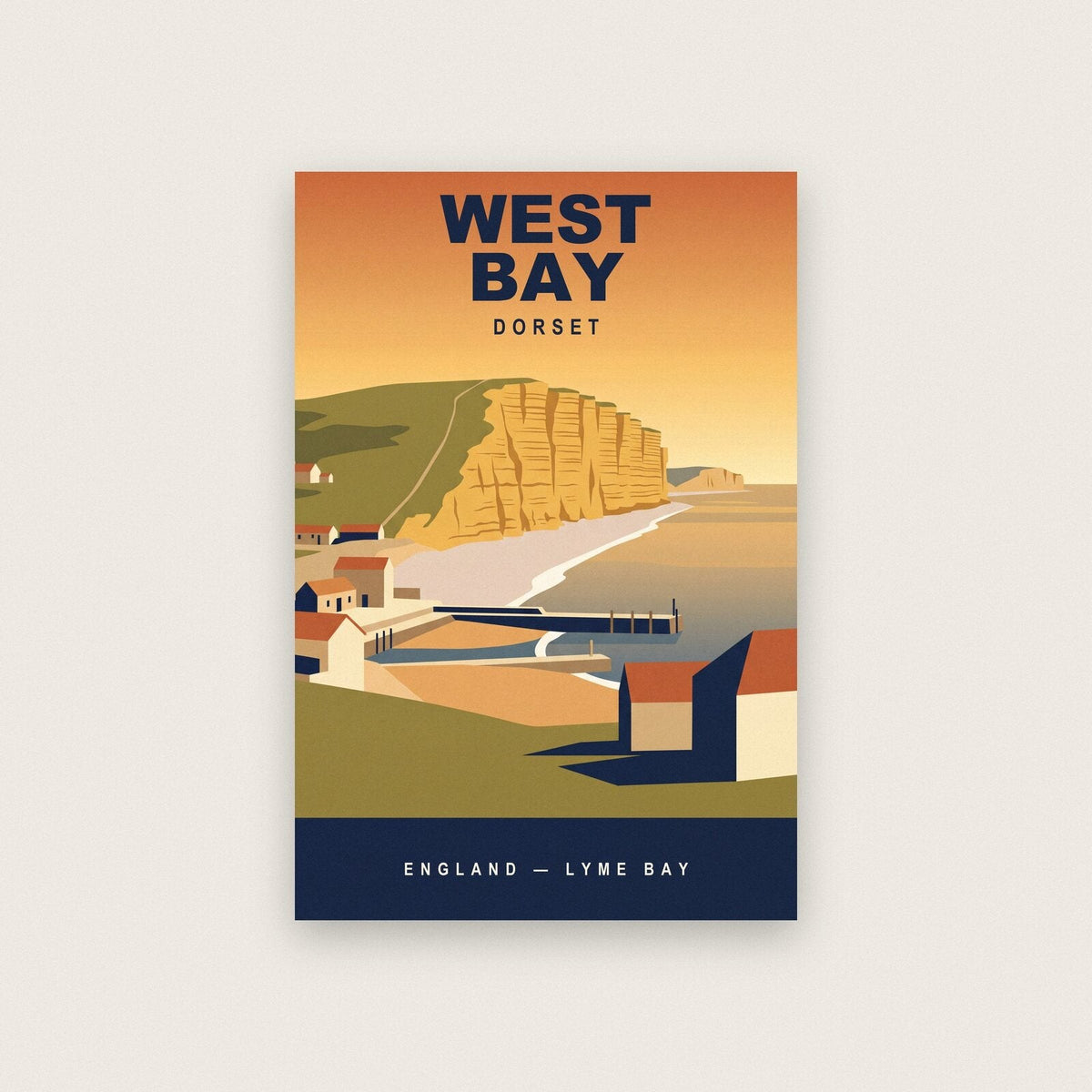 West Bay Dorset Travel Poster Art Print