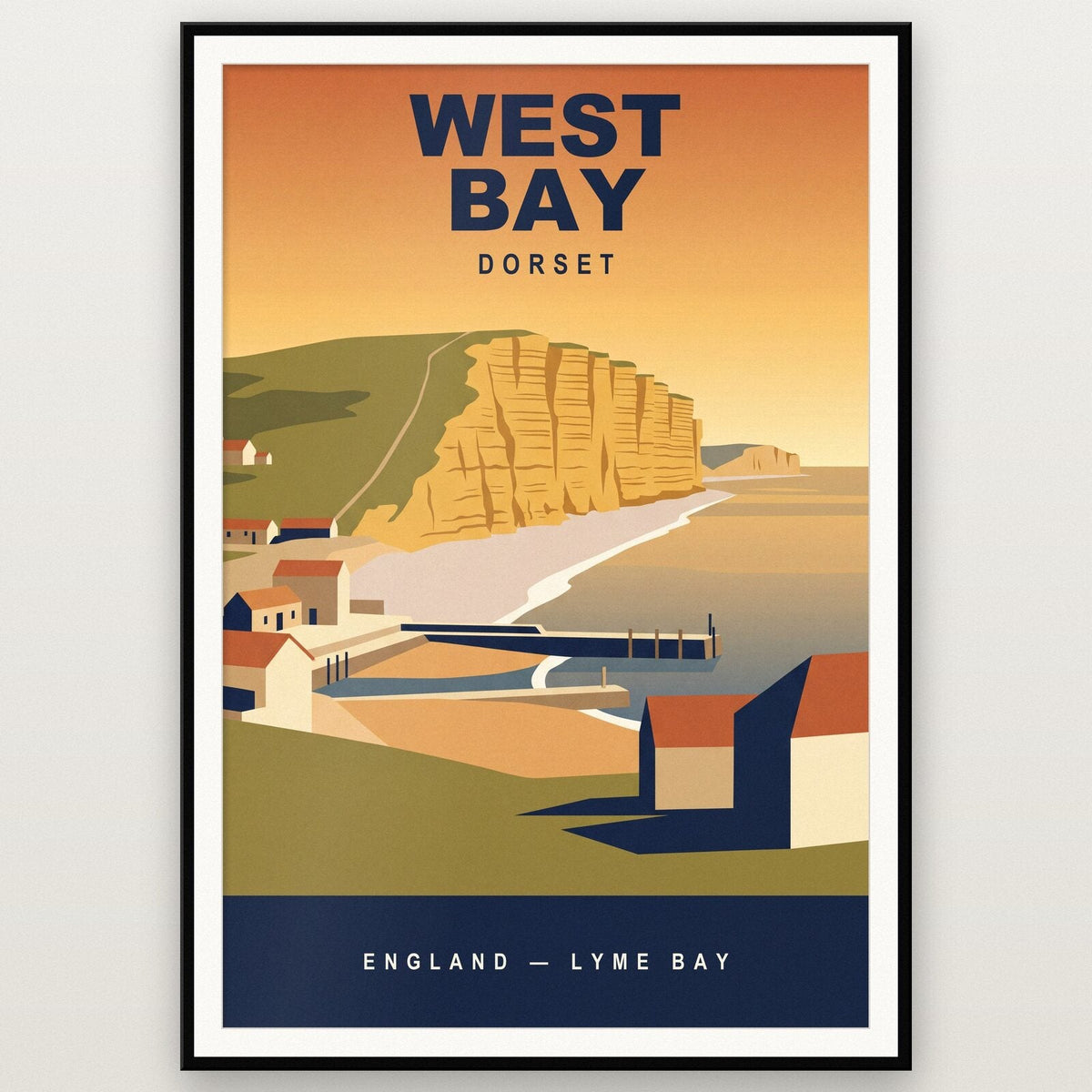 West Bay Dorset Travel Poster Art Print