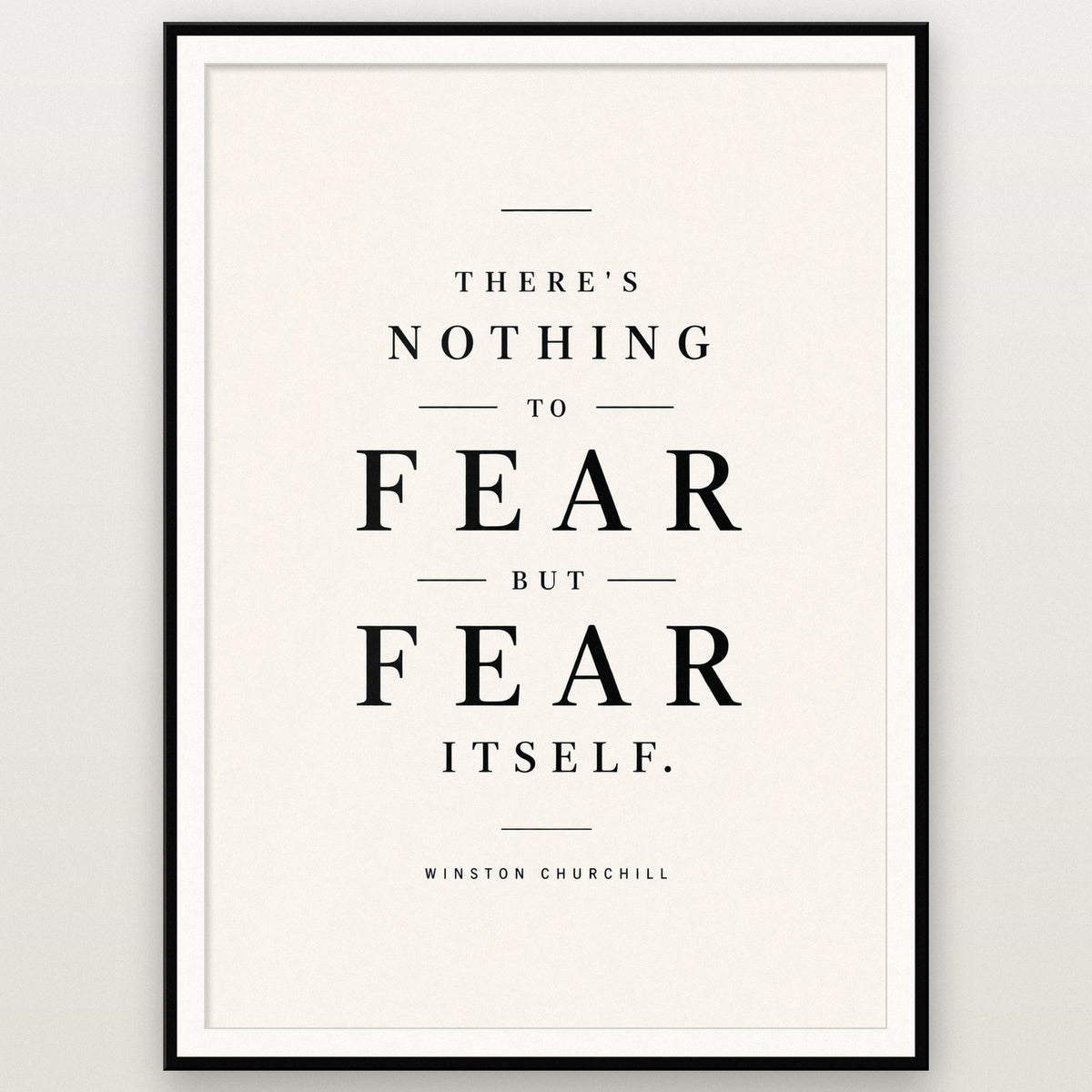 Winston Churchill Quote Print shown in a black frame