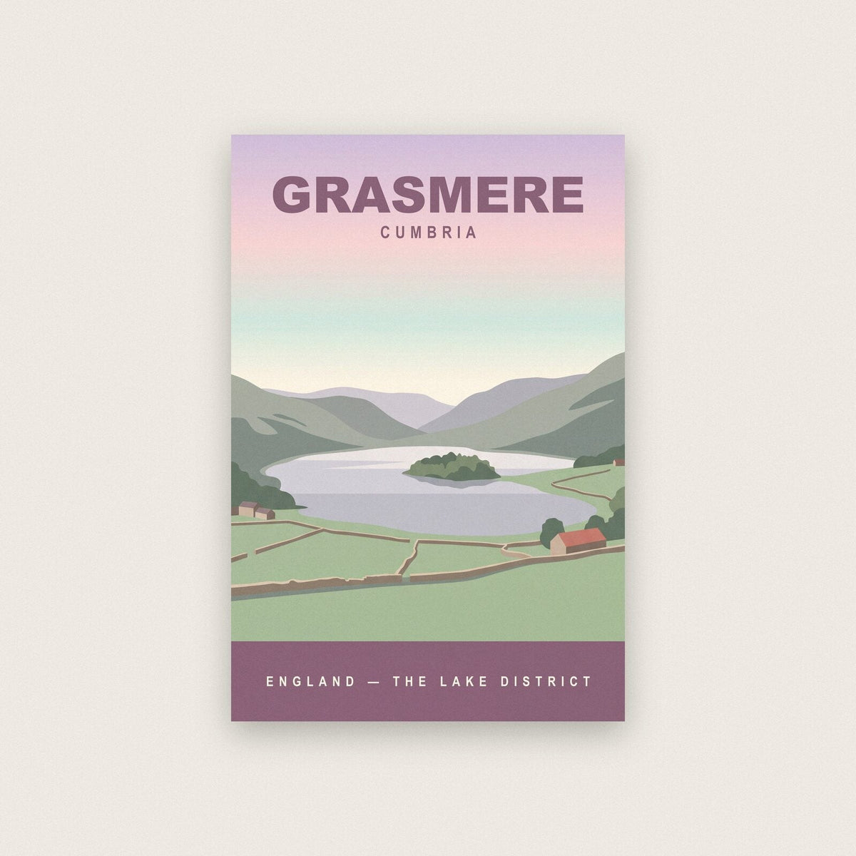 Grasmere Cumbria Travel Poster Art Print