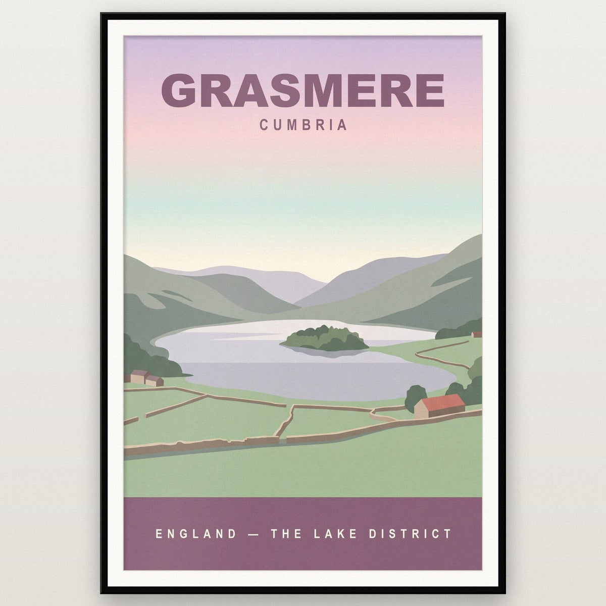 Grasmere Cumbria Travel Poster Art Print