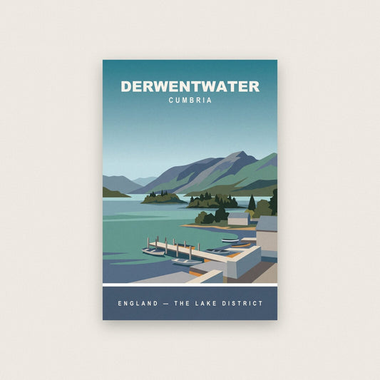 Derwentwater Cumbria Travel Poster Art Print