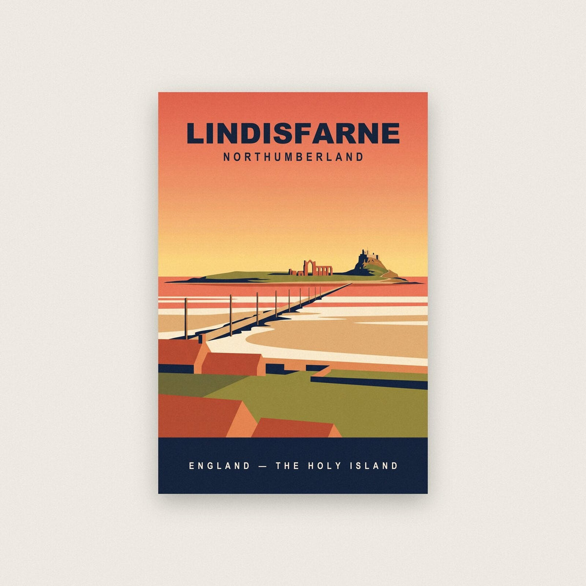 Lindisfarne Northumberland Travel Poster Art Print