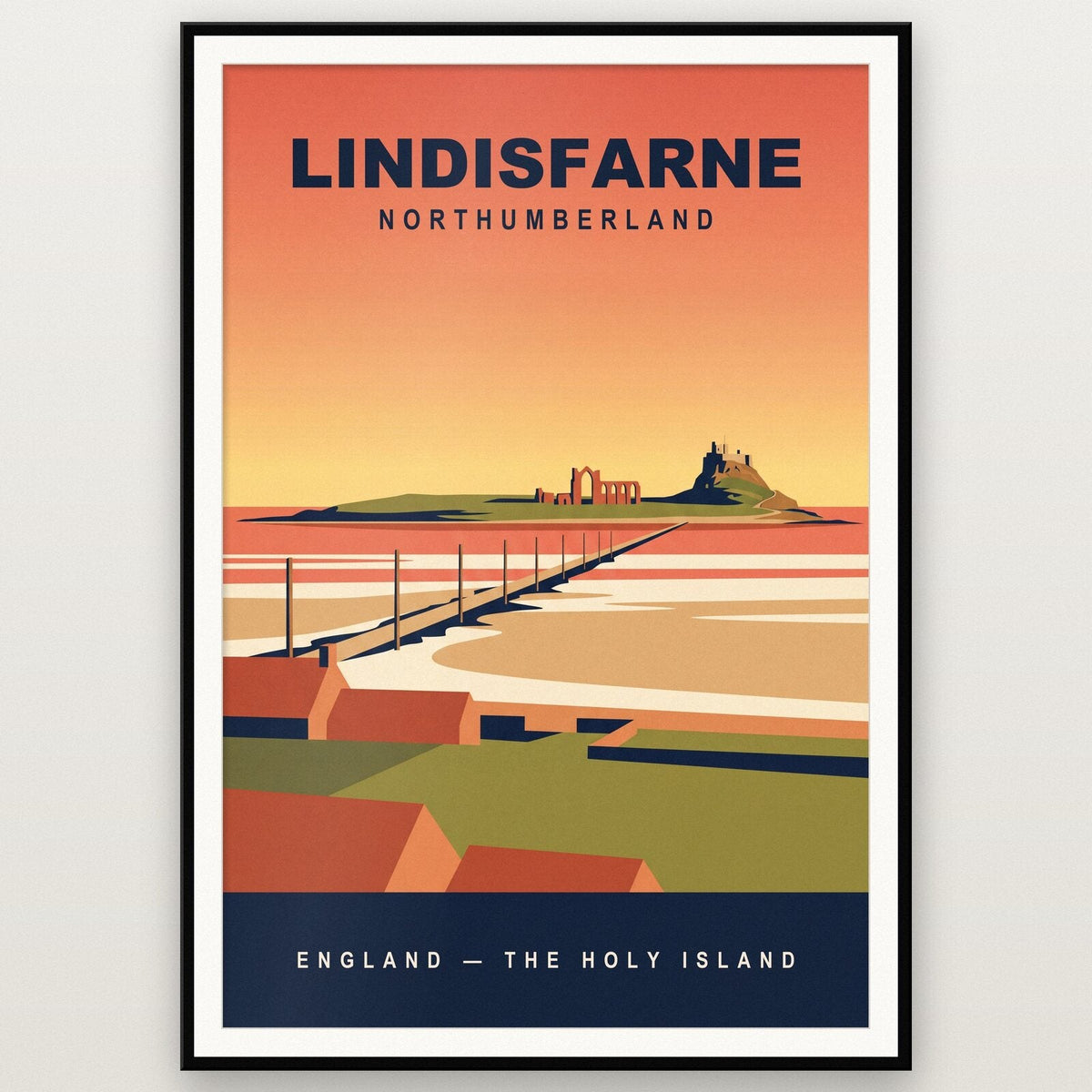 Lindisfarne Northumberland Travel Poster Art Print