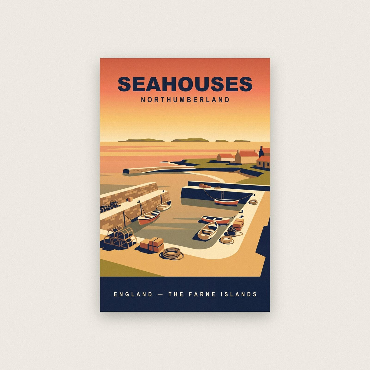 Seahouses Northumberland Travel Poster Art Print
