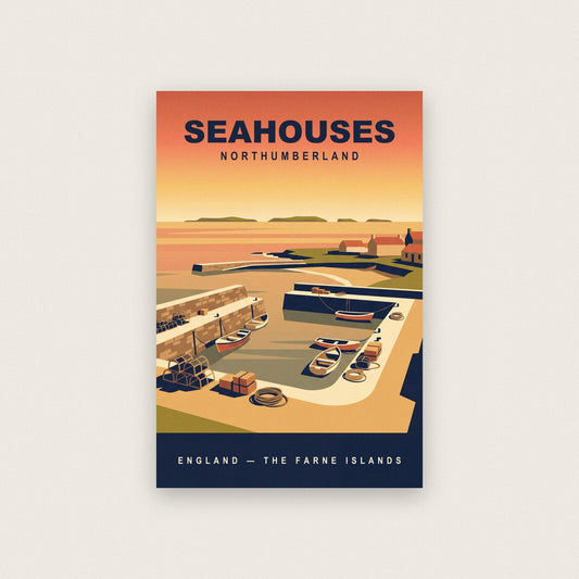 Seahouses Northumberland Travel Poster Art Print