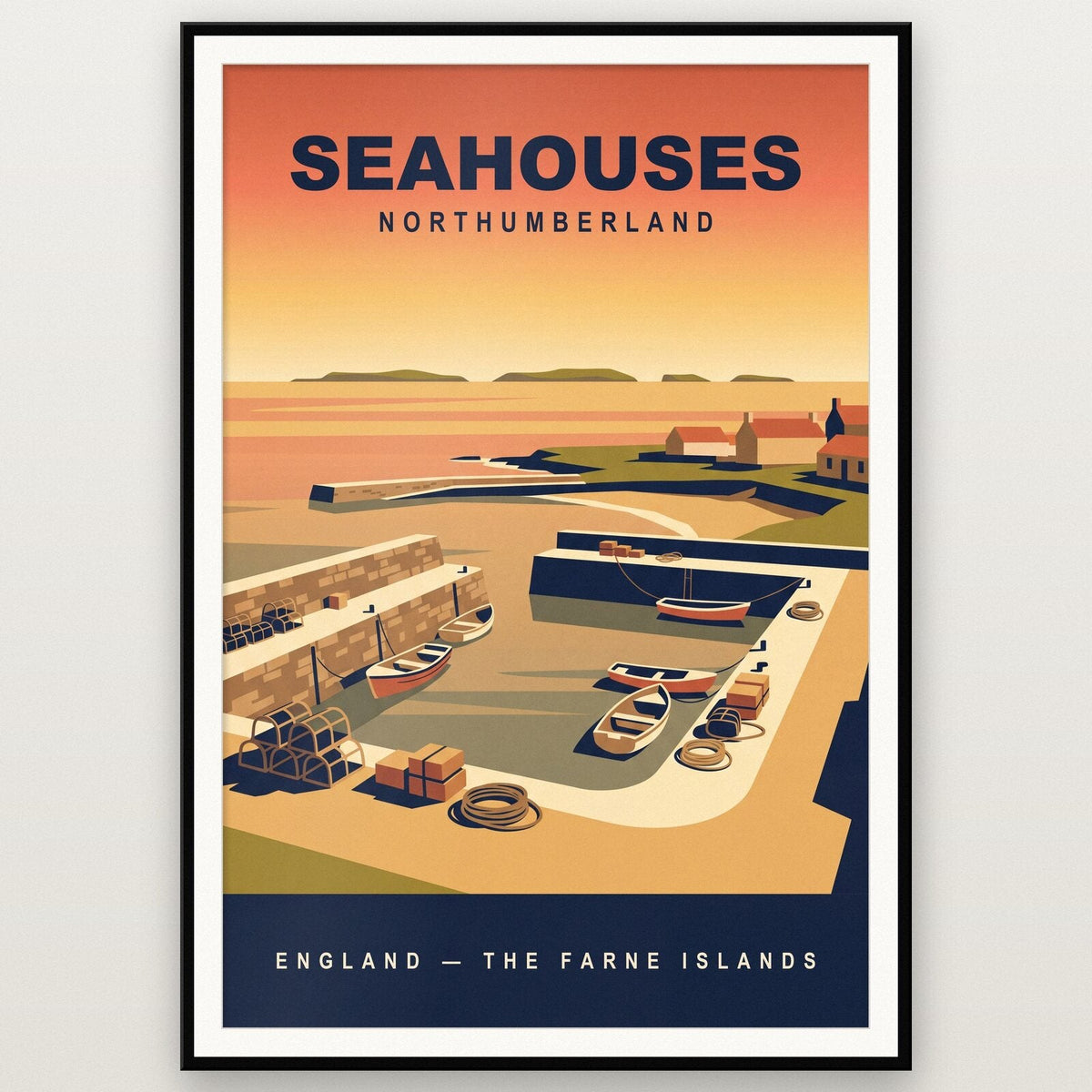 Seahouses Northumberland Travel Poster Art Print