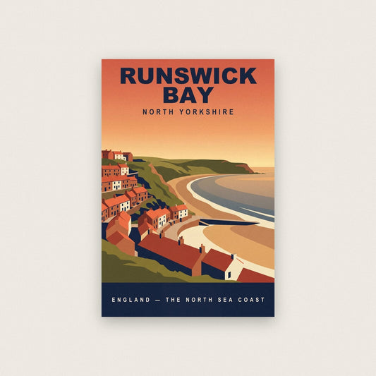 Runswick Bay North Yorkshire Travel Poster Art Print