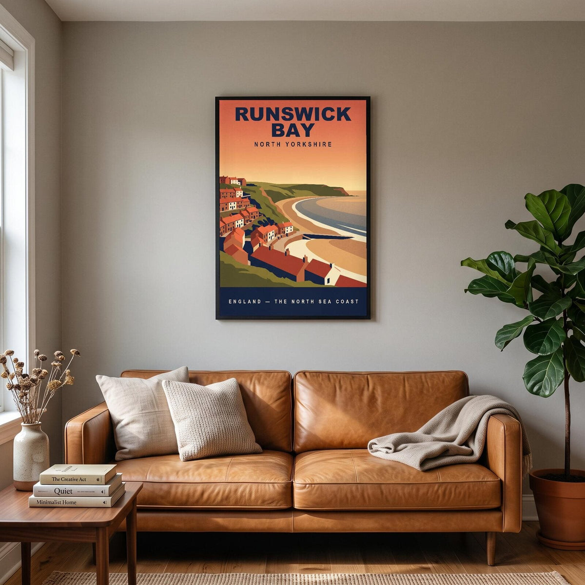 Runswick Bay North Yorkshire Travel Poster Art Print