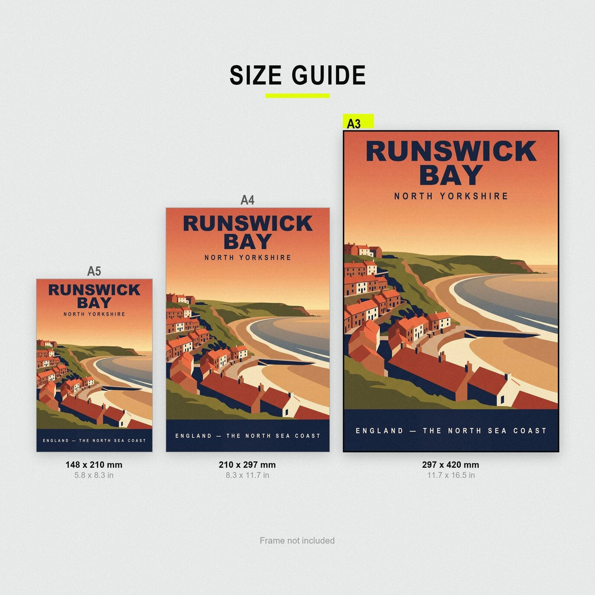 Runswick Bay North Yorkshire Travel Poster Art Print