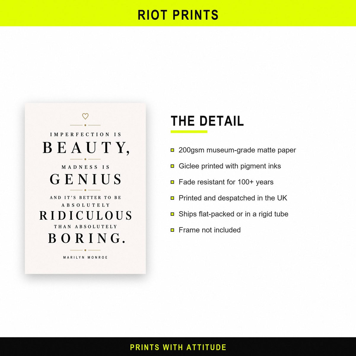 Marilyn Monroe Quote Print paper and printing specification