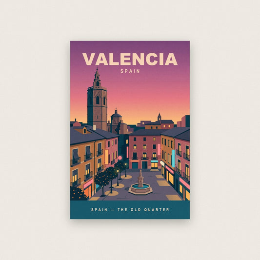 Valencia Spain Travel Poster Art Print