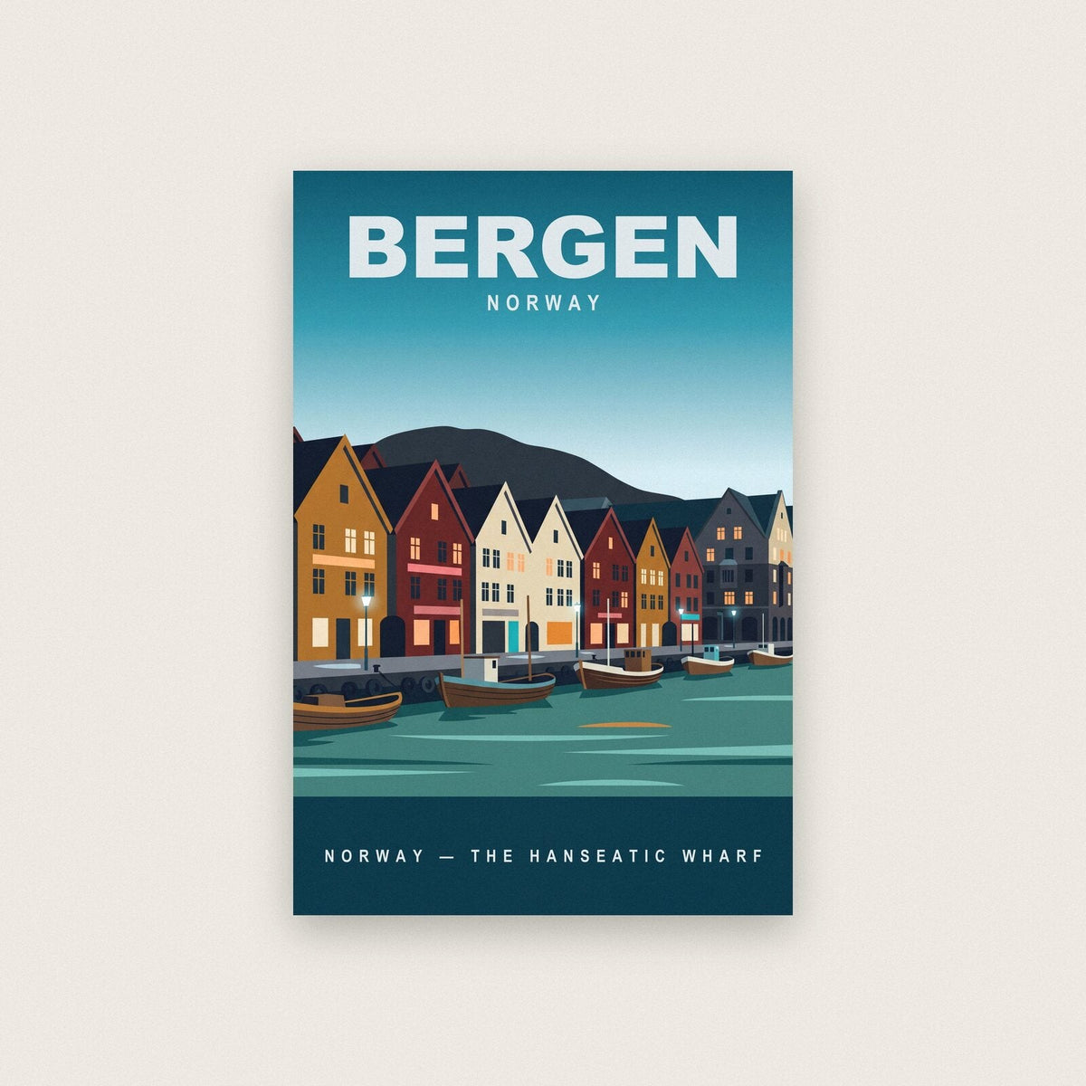 Bergen Norway Travel Poster Art Print