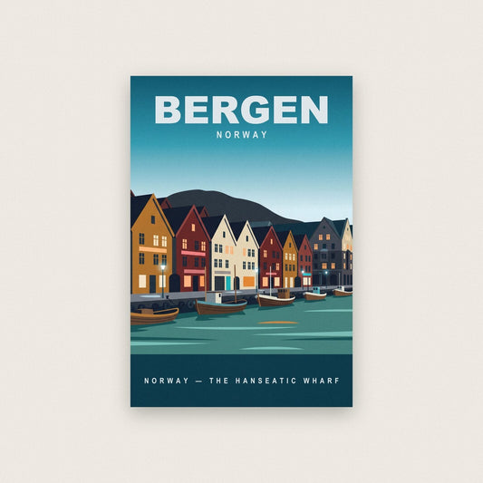 Bergen Norway Travel Poster Art Print
