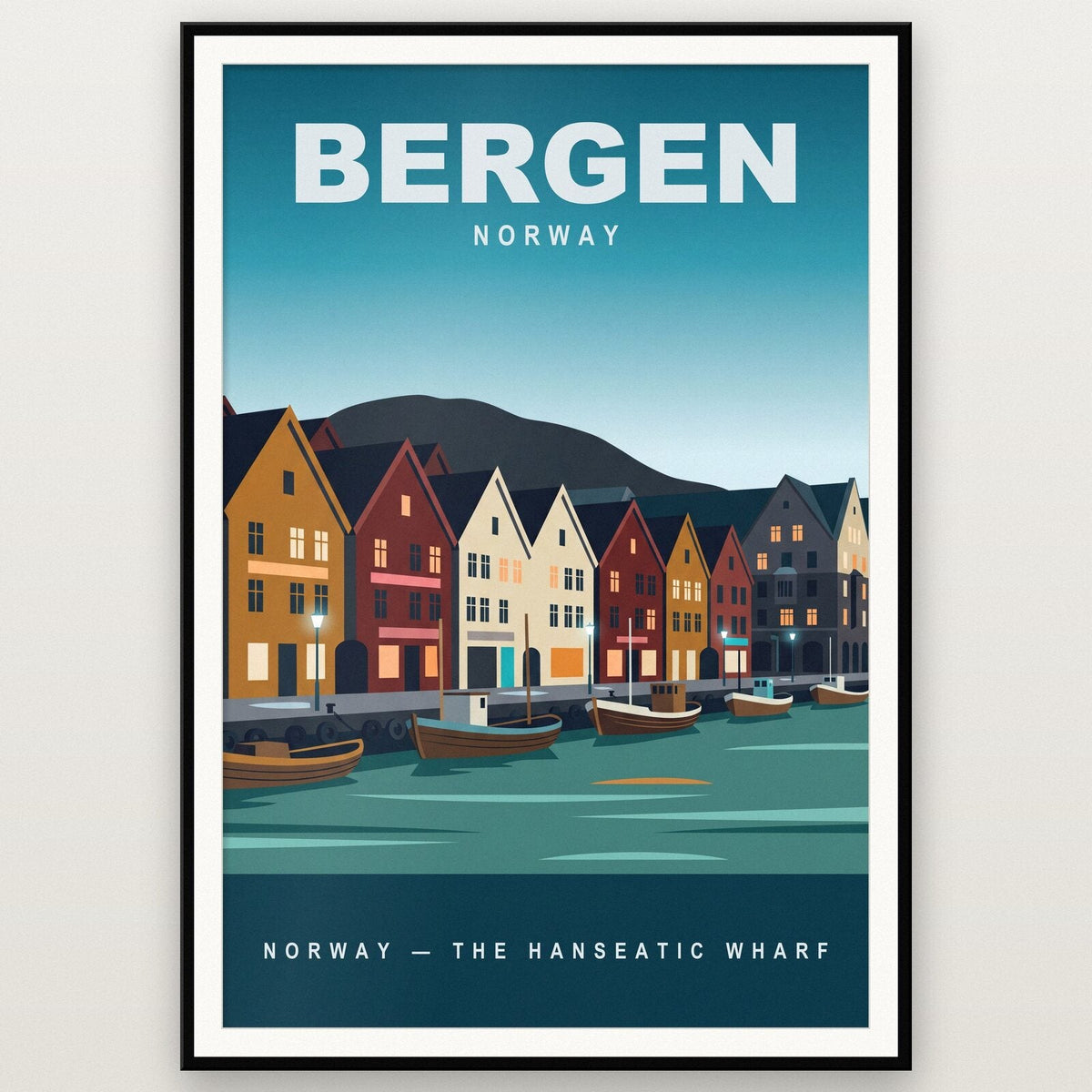 Bergen Norway Travel Poster Art Print