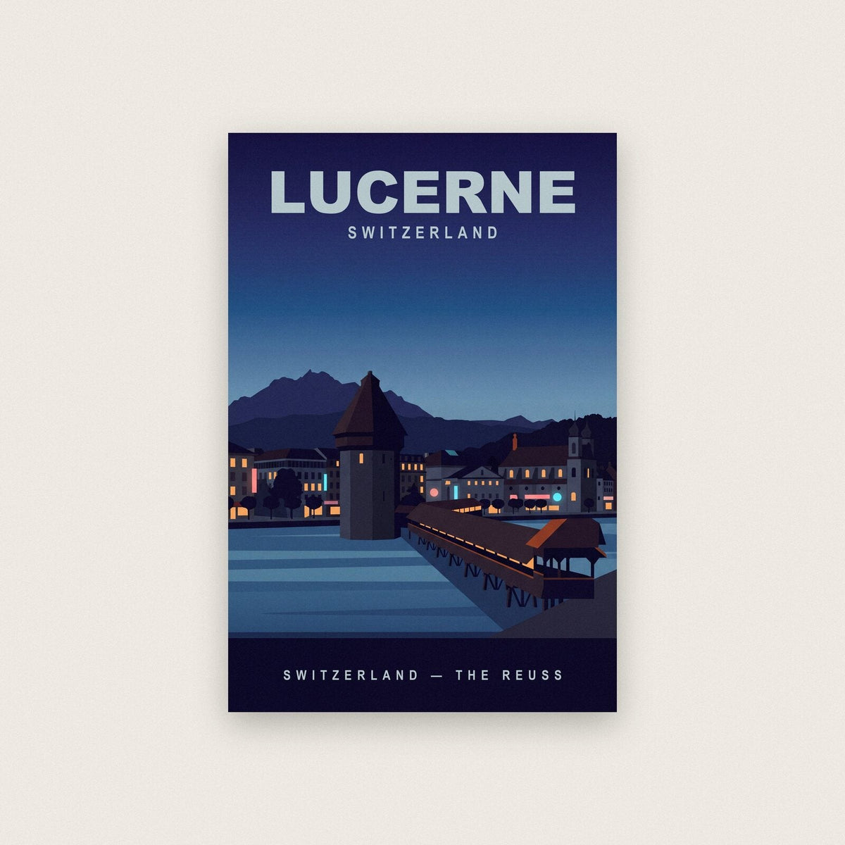 Lucerne Switzerland Travel Poster Art Print