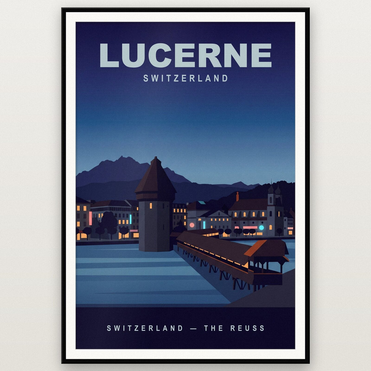 Lucerne Switzerland Travel Poster Art Print
