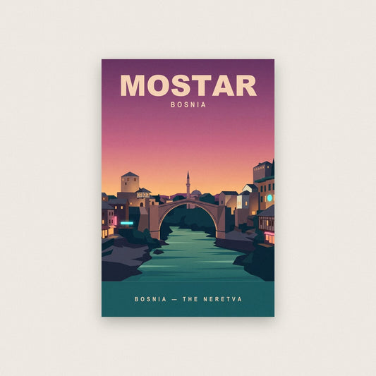 Mostar Bosnia Travel Poster Art Print