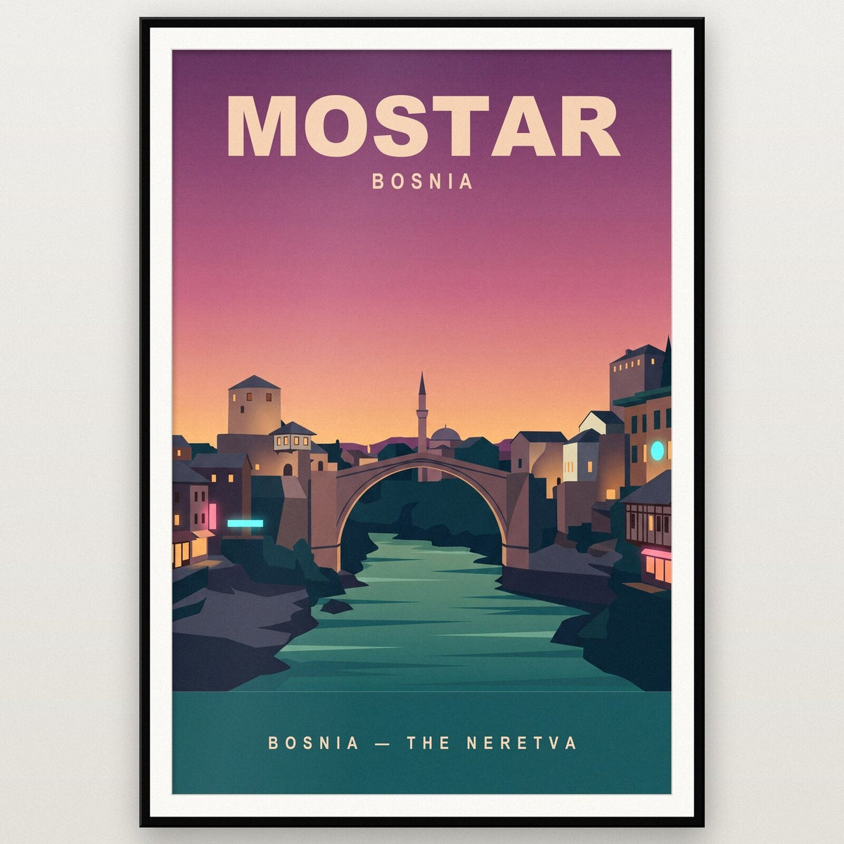 Mostar Bosnia Travel Poster Art Print