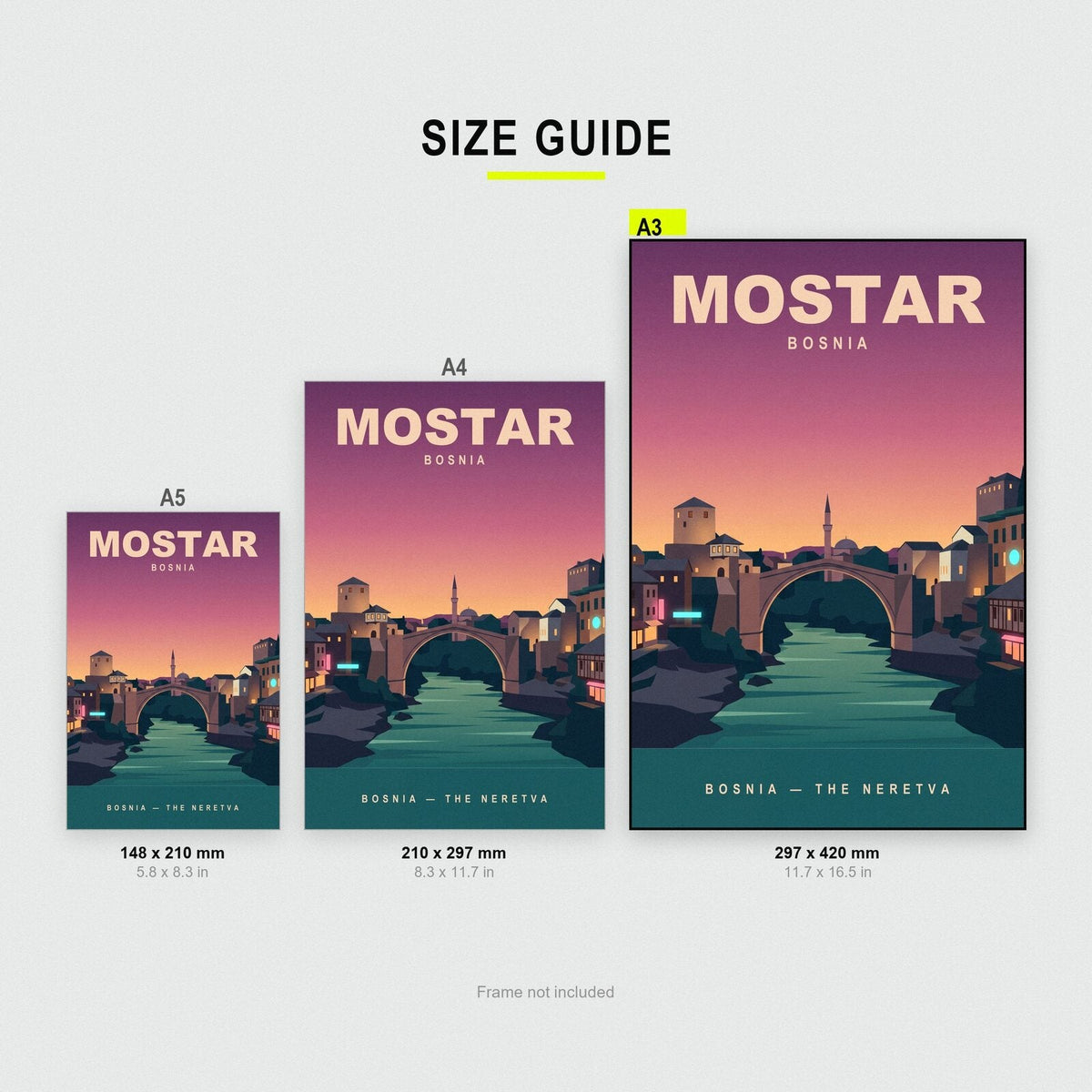 Mostar Bosnia Travel Poster Art Print