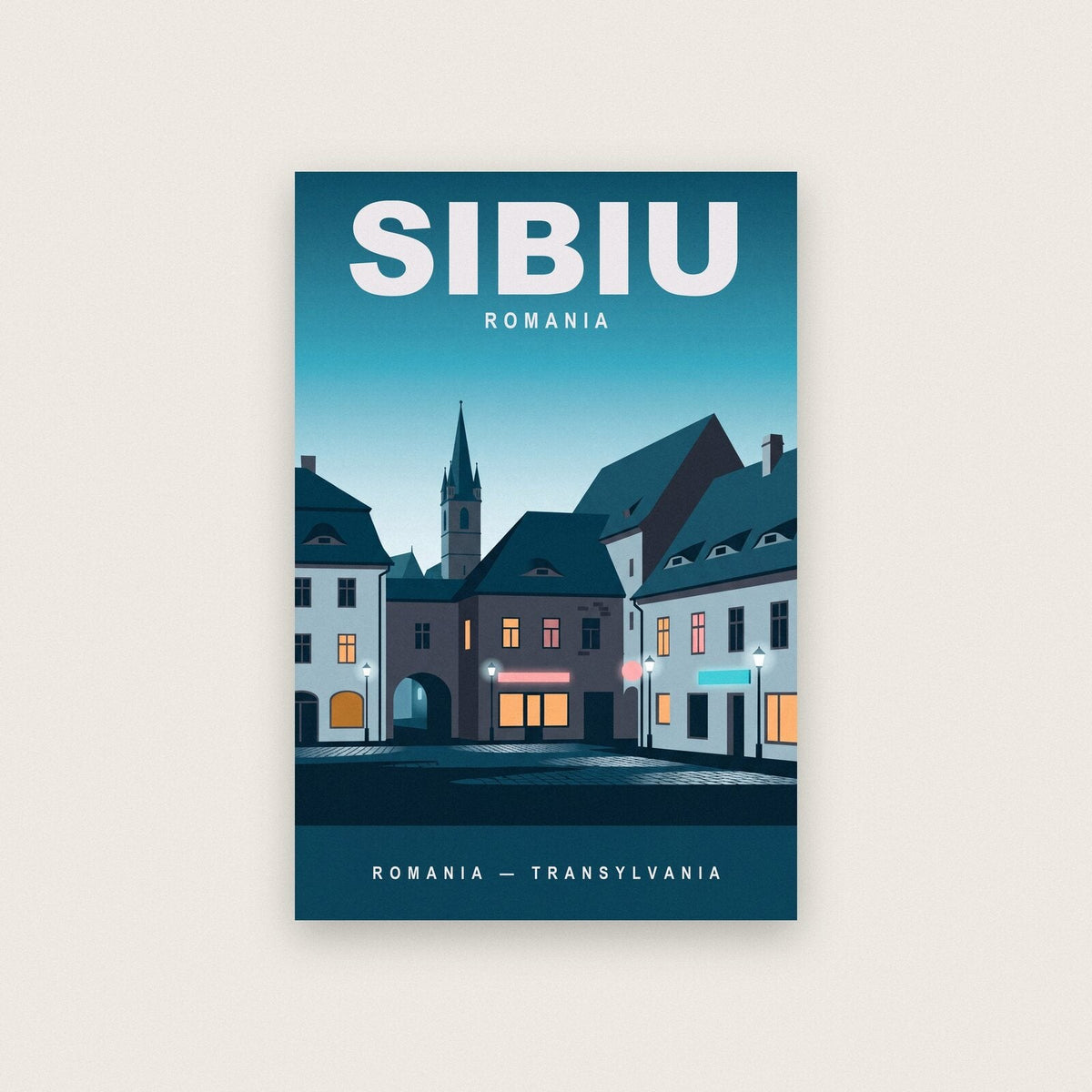 Sibiu Romania Travel Poster Art Print