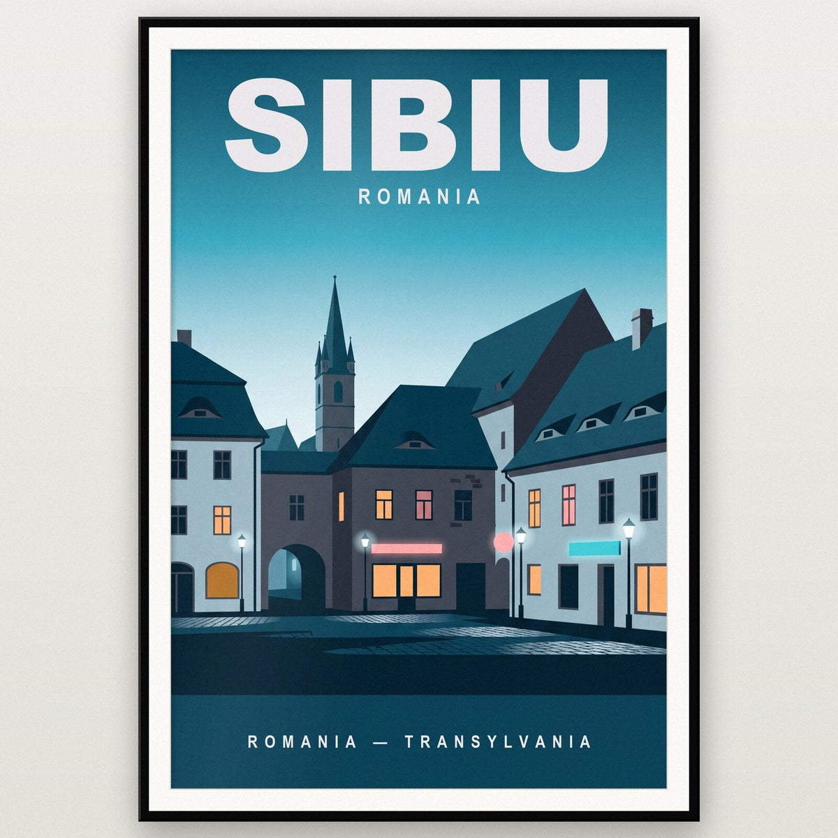 Sibiu Romania Travel Poster Art Print