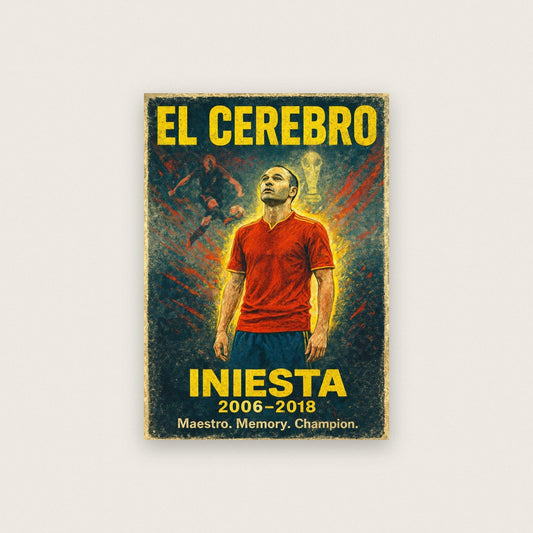Andrés Iniesta Vintage Football Art Print