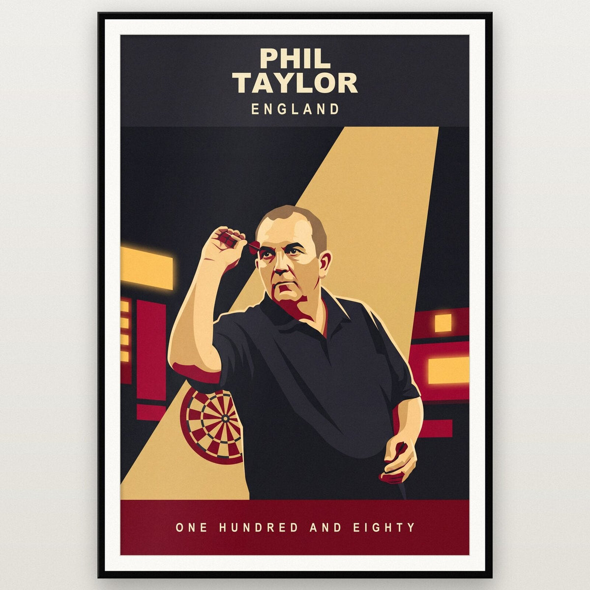 Phil Taylor One Hundred And Eighty Darts Art Print
