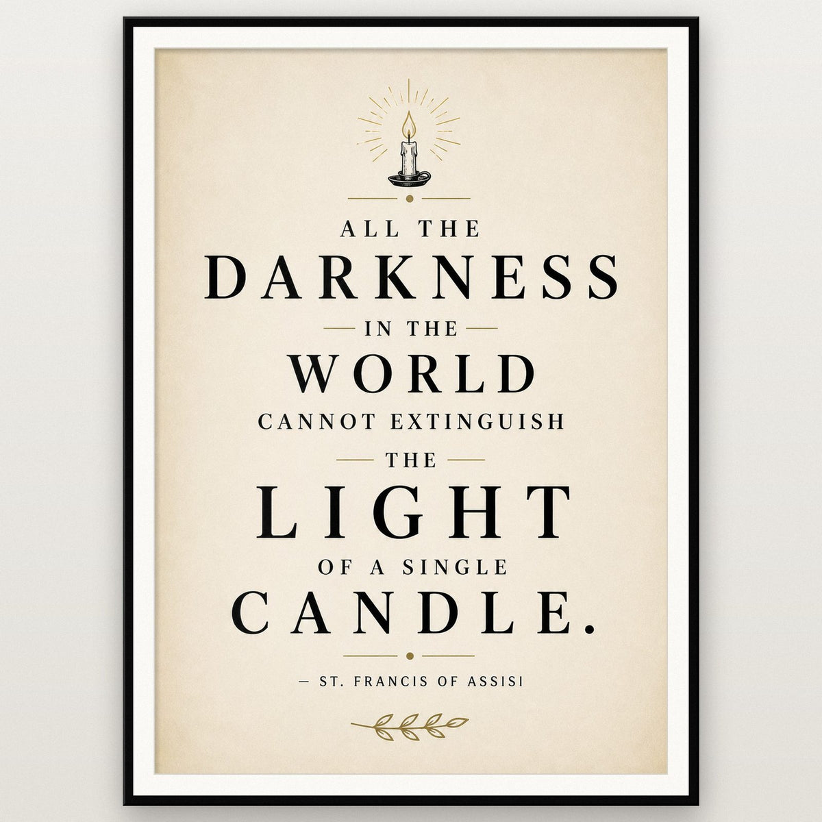 St Francis of Assisi Quote Print shown in a black frame