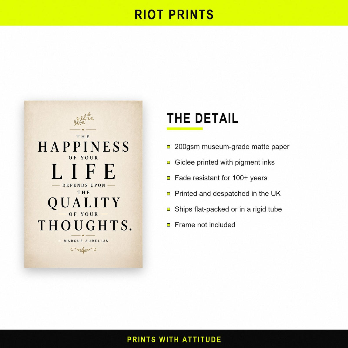 Marcus Aurelius Quote Print paper and printing specification