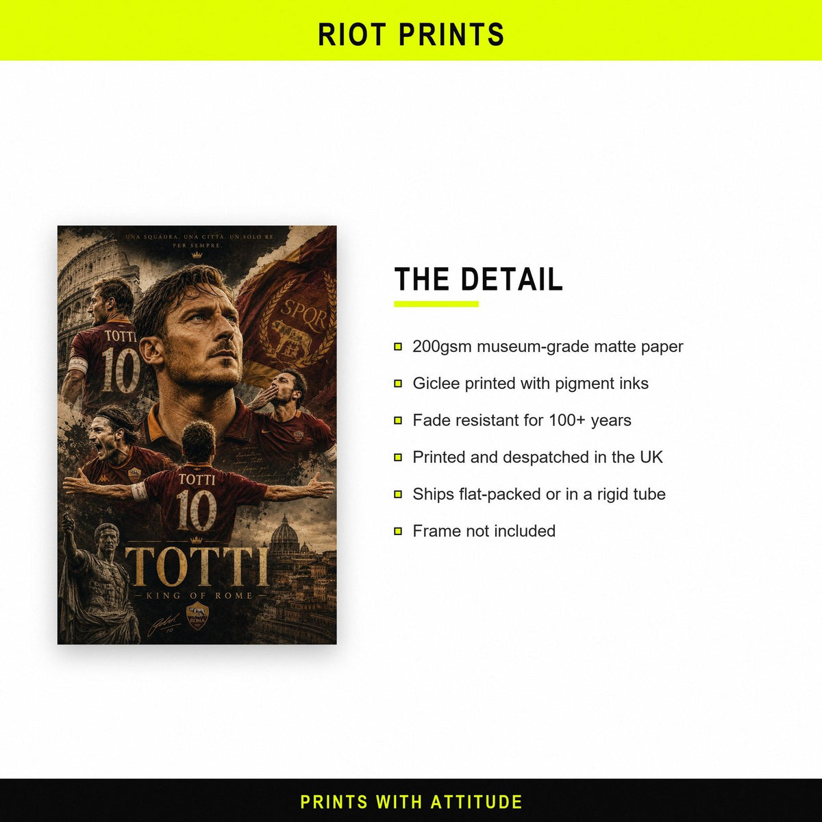 Francesco Totti Roma Legend Football Art Print