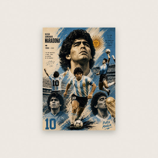 Diego Maradona Vintage Football Poster